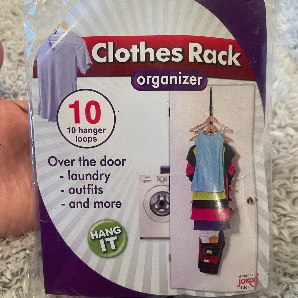 Over the Door Clothes Rack Organizer for laundry room. 10 hanger loops NWT